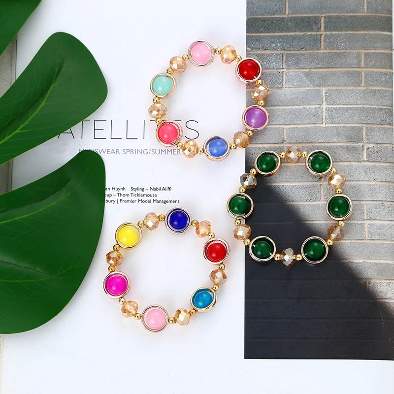 LOVBEAFAS Women’s Crystal Beaded Elastic Bracelet