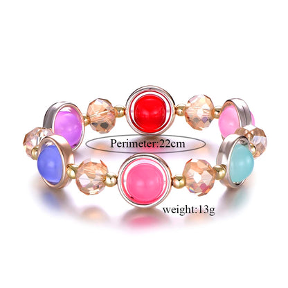 LOVBEAFAS Fashion Women Bracelets Bangles Crystal Glass Beaded Elastic Bracelet Femme Jewelry