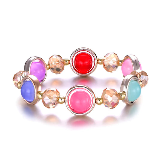 LOVBEAFAS Fashion Women Bracelets Bangles Crystal Glass Beaded Elastic Bracelet Femme Jewelry