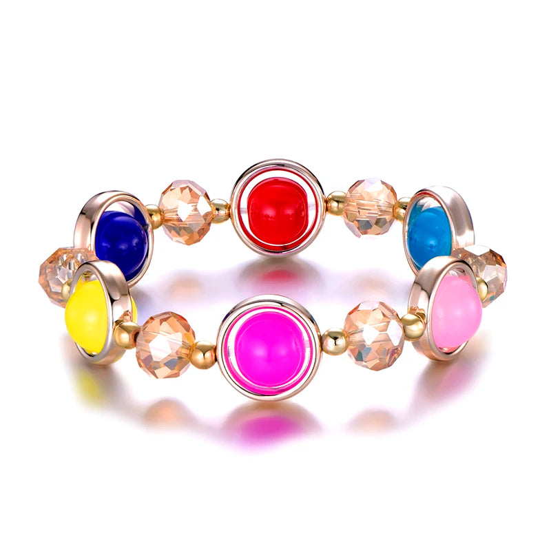 LOVBEAFAS Fashion Women Bracelets Bangles Crystal Glass Beaded Elastic Bracelet Femme Jewelry