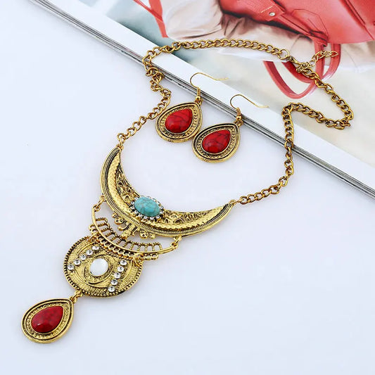 Collares Choker Multilayer Fashion Bohemian Statement Maxi Necklace For Women Earrings Jewelry Sets Vintage Collier Necklace