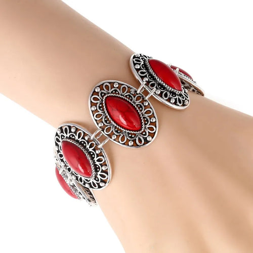 LOVBEAFAS Fashion Ethnic Bohemian Bracelets & Bangles For Women Red Blue Stone Vintage Beach Boho Adjustable Bracelets Jewelry