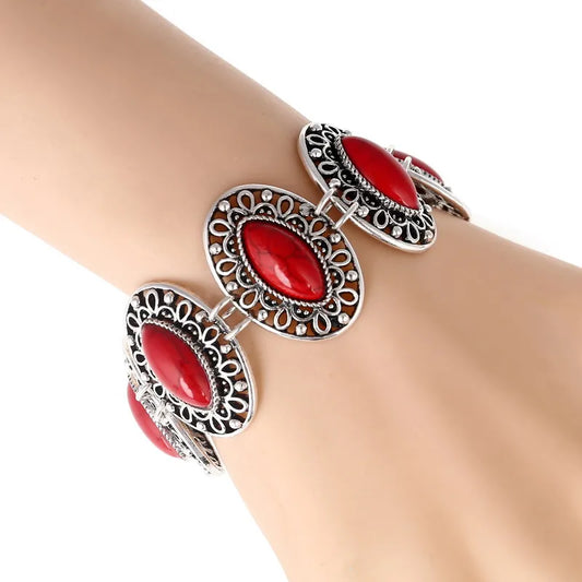 LOVBEAFAS Fashion Ethnic Bohemian Bracelets & Bangles For Women Red Blue Stone Vintage Beach Boho Adjustable Bracelets Jewelry