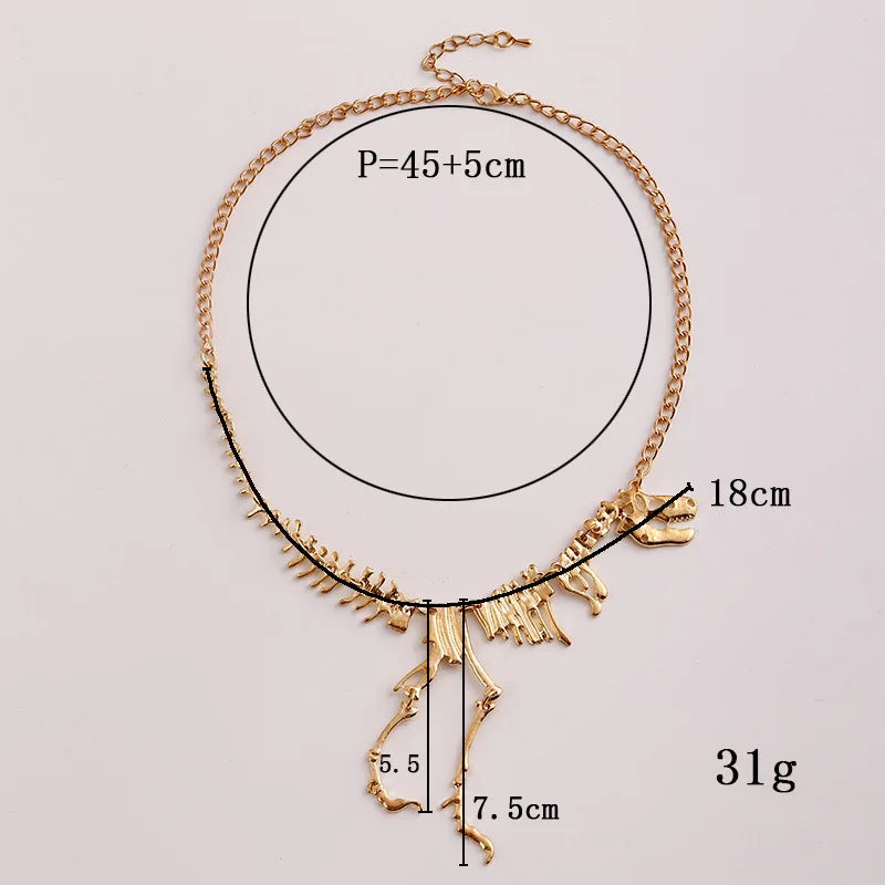 LOVBEAFAS Fashion Gothic Dragon Tyrannosaurus Skeleton Dinosaur Necklaces & Pendants Chain Choker Collar Necklace For Women