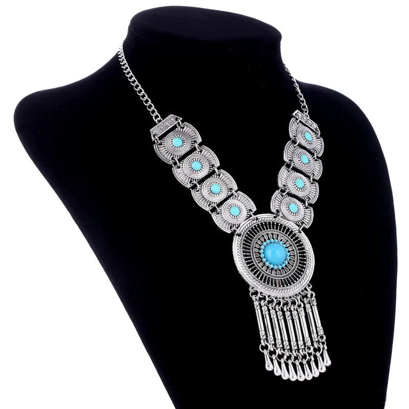 Fashion Bohemian Statement Long Collier Pendant Necklace Women Tassel Vintage Choker Collar Boho Necklace Female Jewelry Bijoux