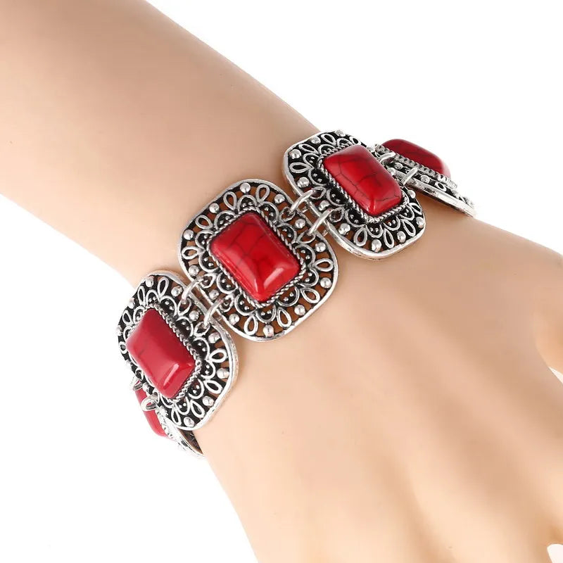 LOVBEAFAS Fashion Ethnic Bohemian Bracelets & Bangles For Women Red Blue Stone Vintage Beach Boho Adjustable Bracelets Jewelry