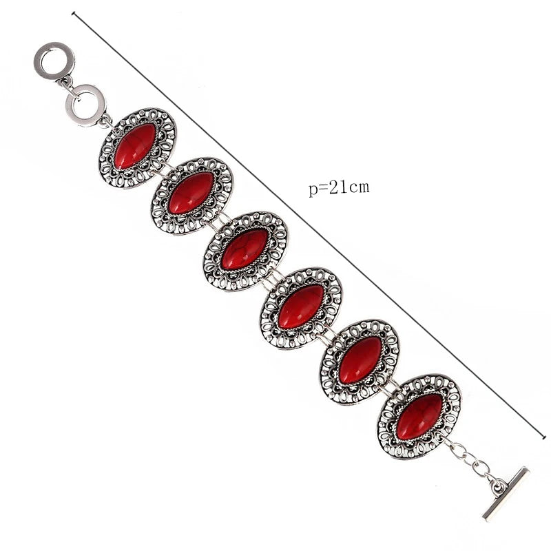 LOVBEAFAS Fashion Ethnic Bohemian Bracelets & Bangles For Women Red Blue Stone Vintage Beach Boho Adjustable Bracelets Jewelry