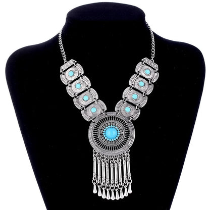 Fashion Bohemian Statement Long Collier Pendant Necklace Women Tassel Vintage Choker Collar Boho Necklace Female Jewelry Bijoux