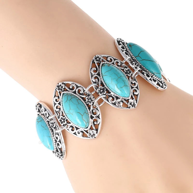 LOVBEAFAS Fashion Ethnic Bohemian Bracelets & Bangles For Women Red Blue Stone Vintage Beach Boho Adjustable Bracelets Jewelry