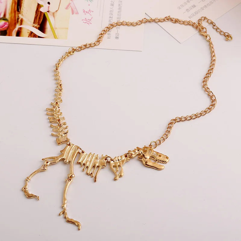 LOVBEAFAS Fashion Gothic Dragon Tyrannosaurus Skeleton Dinosaur Necklaces & Pendants Chain Choker Collar Necklace For Women