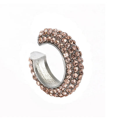 Fashion C Shape Round Cartilage Clip Earrings For Women Fake No Pierced Earrings Crystal Rhinestone Geometric Jewelry Gold Color