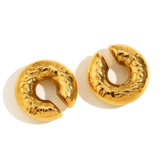 1 Pair Smooth Circle C Shape Clip Earrings For Women Lightweight Without Piercing Cartilage Ear Cuff Gold Silver Color Earrings