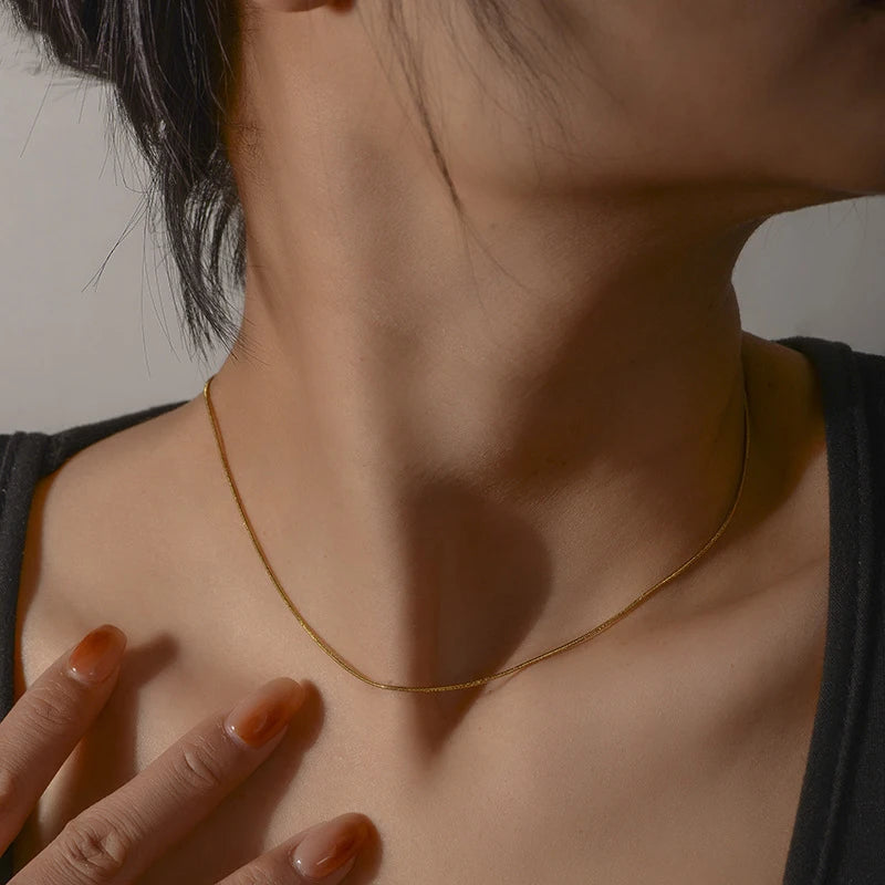 Classic Stainless Steel Round Snake Chain Choker Necklace For Women 0.9mm-2.0mm Gold Silver Color Daily Fashion Female Jewelry