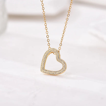 Fashion Classic Heart Zincon Pendant Necklace For Women Stainless Steel Chain Vintage Choker Necklace Female Daily Jewelry Gift