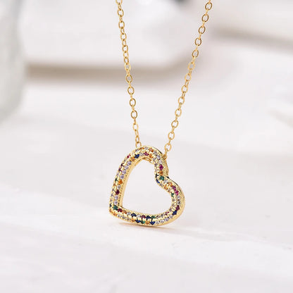 Fashion Classic Heart Zincon Pendant Necklace For Women Stainless Steel Chain Vintage Choker Necklace Female Daily Jewelry Gift