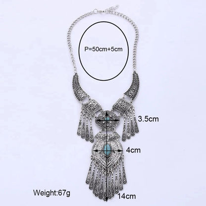 LOVBEAFAS Fashion Bohemian Choker Collar Necklace Vintage Tassel Statement Maxi Long Necklace For Women Collier Femme Jewelry