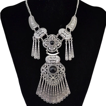 Fashion Bohemian Statement Long Collier Pendant Necklace Women Tassel Vintage Choker Collar Boho Necklace Female Jewelry Bijoux