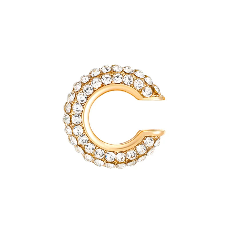1PC C Shape Round Cartilage Clip Earrings Women Fake No Pierced Earrings Rhinestone Crystal Circel Geometric Ear Cuff Jewelry
