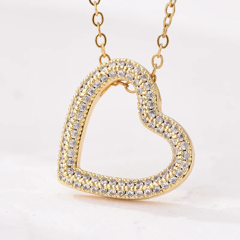 Fashion Classic Heart Zincon Pendant Necklace For Women Stainless Steel Chain Vintage Choker Necklace Female Daily Jewelry Gift