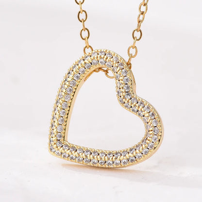 Fashion Classic Heart Zincon Pendant Necklace For Women Stainless Steel Chain Vintage Choker Necklace Female Daily Jewelry Gift