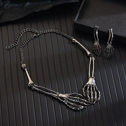 Classic Punk Skull Pirate Skeleton Jewelry Sets For Women Men Halloween Gothic Biker Statement Choker Necklace Vintage Earrings