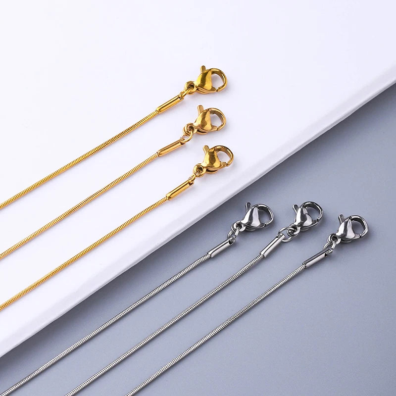 Classic Stainless Steel Round Snake Chain Choker Necklace For Women 0.9mm-2.0mm Gold Silver Color Daily Fashion Female Jewelry