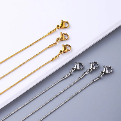Classic Stainless Steel Round Snake Chain Choker Necklace For Women 0.9mm-2.0mm Gold Silver Color Daily Fashion Female Jewelry