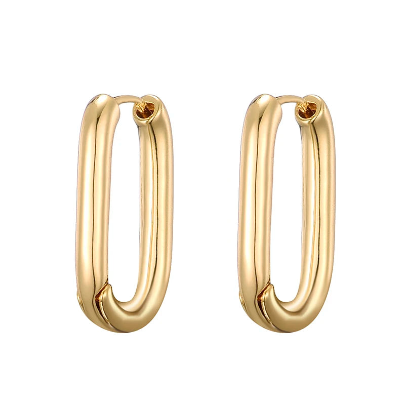 LOVBEAFAS Trendy Star Gold Color Geometric Hoop Earrings For Women Zircon Female Drop Earrings Engagement Elegant Brand Jewelry
