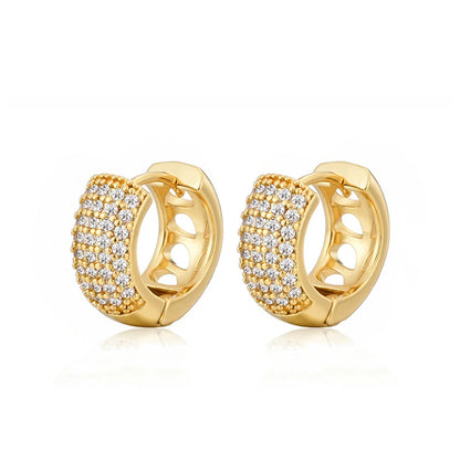 Luxury AAAA Zirconia Round Huggie Hoop Earrings For Women Geometric Ear Buckle Wedding Engagement Party Trendy Classic Jewelry