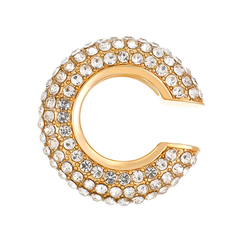 1PC C Shape Round Cartilage Clip Earrings Women Fake No Pierced Earrings Rhinestone Crystal Circel Geometric Ear Cuff Jewelry