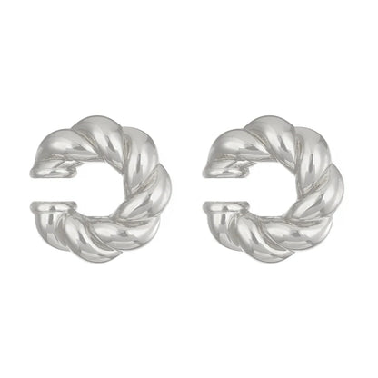 1 Pair Smooth Circle C Shape Clip Earrings For Women Lightweight Without Piercing Cartilage Ear Cuff Gold Silver Color Earrings