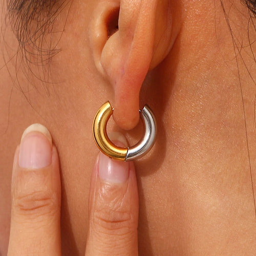 Classic Stainless Steel Hoop Earrings For Women Gold Silver Color Simple Smooth Round Ear Rings Daily Wearing Jewelry Gift