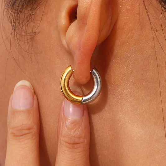 Classic Stainless Steel Hoop Earrings For Women Gold Silver Color Simple Smooth Round Ear Rings Daily Wearing Jewelry Gift