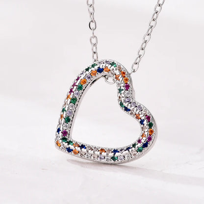 Fashion Classic Heart Zincon Pendant Necklace For Women Stainless Steel Chain Vintage Choker Necklace Female Daily Jewelry Gift