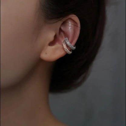 IPC Round C Shape Cartilage Clip Earrings For Women Fake No Pierced Earrings AAAA Zirconia Geometric Jewelry Gold Silver Color