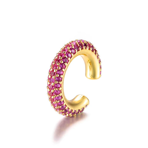 IPC Round C Shape Cartilage Clip Earrings For Women Fake No Pierced Earrings AAAA Zirconia Geometric Jewelry Gold Silver Color