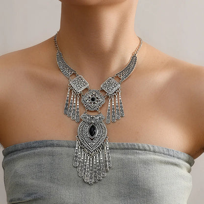 LOVBEAFAS Fashion Bohemian Choker Collar Necklace Vintage Tassel Statement Maxi Long Necklace For Women Collier Femme Jewelry