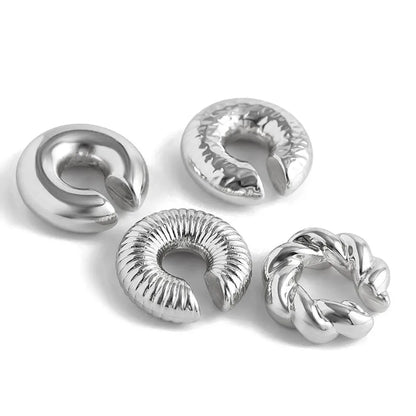 1 Pair Smooth Circle C Shape Clip Earrings For Women Lightweight Without Piercing Cartilage Ear Cuff Gold Silver Color Earrings