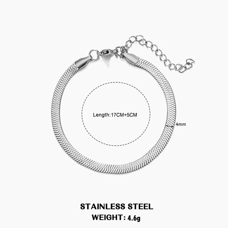 Hot Classic Unisex Flat Snake Chain Choker Necklace For Women Stainless Steel Herringbone Gold Silver Color Fashion Jewelry Gift