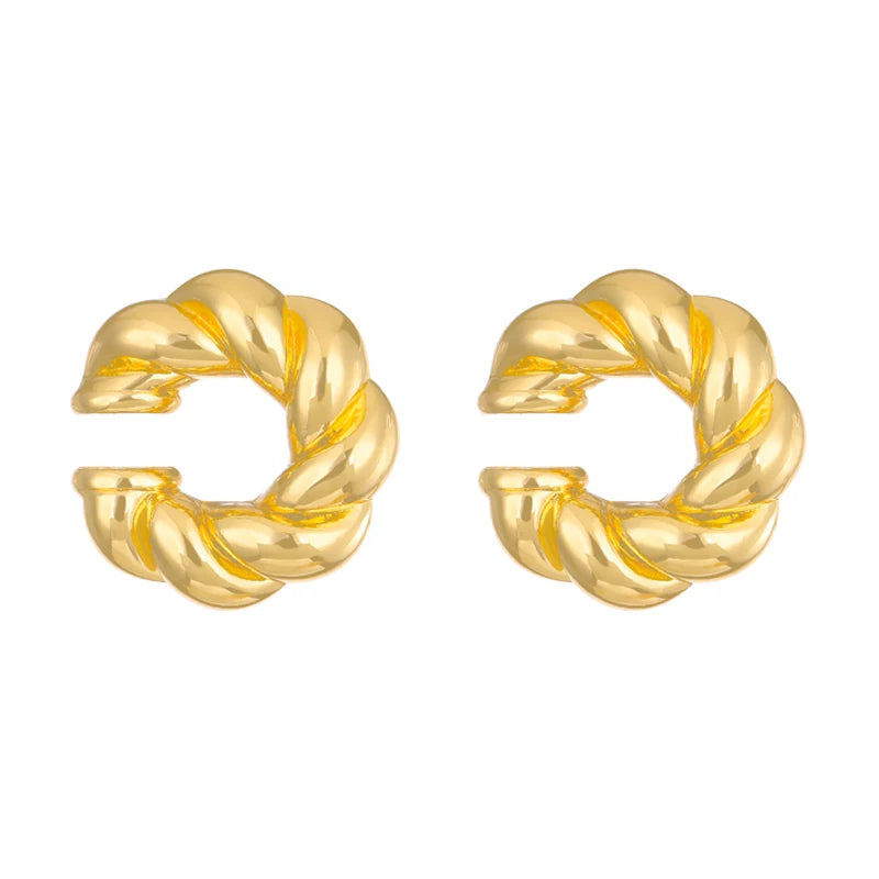 1 Pair Smooth Circle C Shape Clip Earrings For Women Lightweight Without Piercing Cartilage Ear Cuff Gold Silver Color Earrings