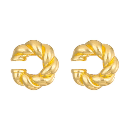 1 Pair Smooth Circle C Shape Clip Earrings For Women Lightweight Without Piercing Cartilage Ear Cuff Gold Silver Color Earrings