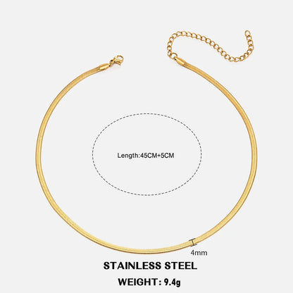 Hot Classic Unisex Flat Snake Chain Choker Necklace For Women Stainless Steel Herringbone Gold Silver Color Fashion Jewelry Gift