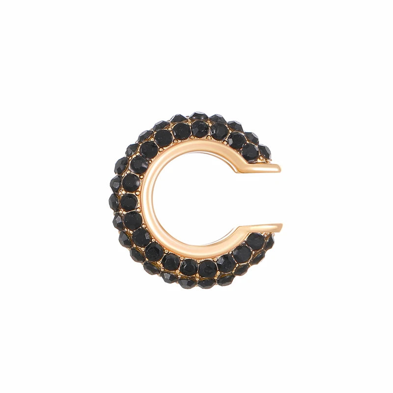 1PC C Shape Round Cartilage Clip Earrings Women Fake No Pierced Earrings Rhinestone Crystal Circel Geometric Ear Cuff Jewelry