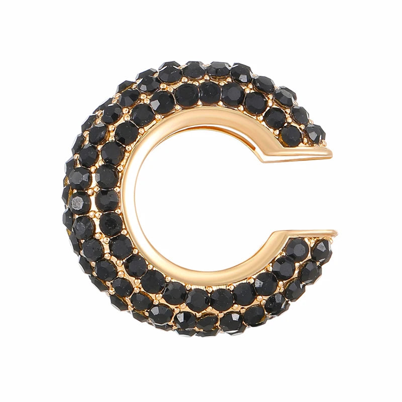 1PC C Shape Round Cartilage Clip Earrings Women Fake No Pierced Earrings Rhinestone Crystal Circel Geometric Ear Cuff Jewelry