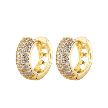 Luxury AAAA Zirconia Round Huggie Hoop Earrings For Women Geometric Ear Buckle Wedding Engagement Party Trendy Classic Jewelry