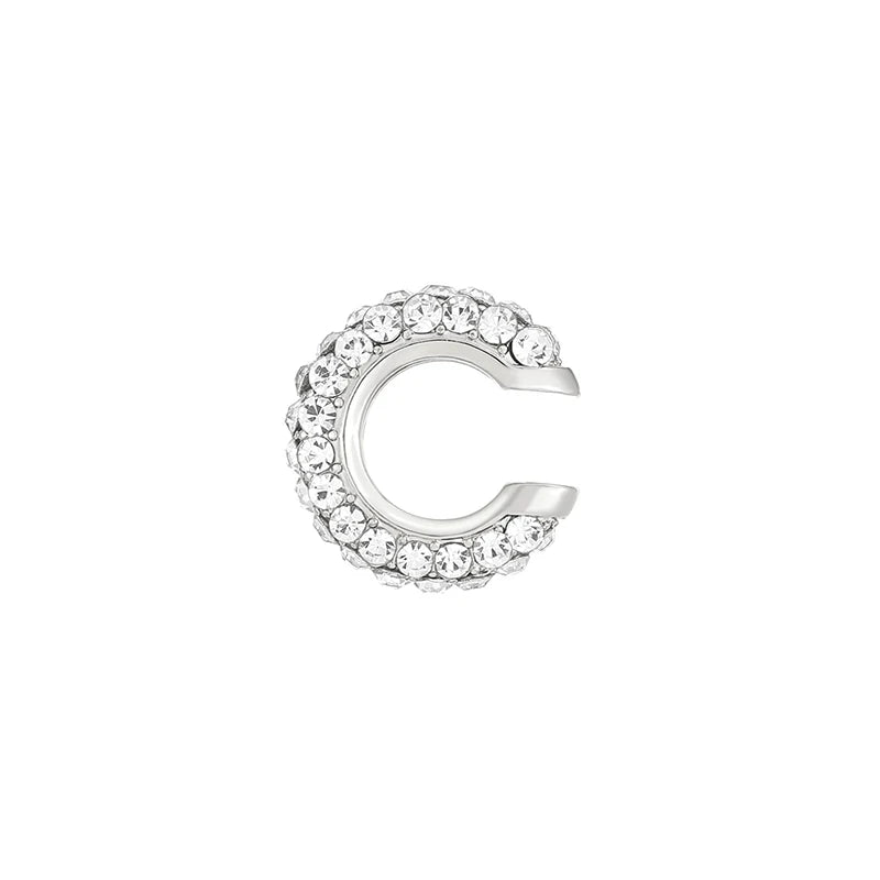 1PC C Shape Round Cartilage Clip Earrings Women Fake No Pierced Earrings Rhinestone Crystal Circel Geometric Ear Cuff Jewelry