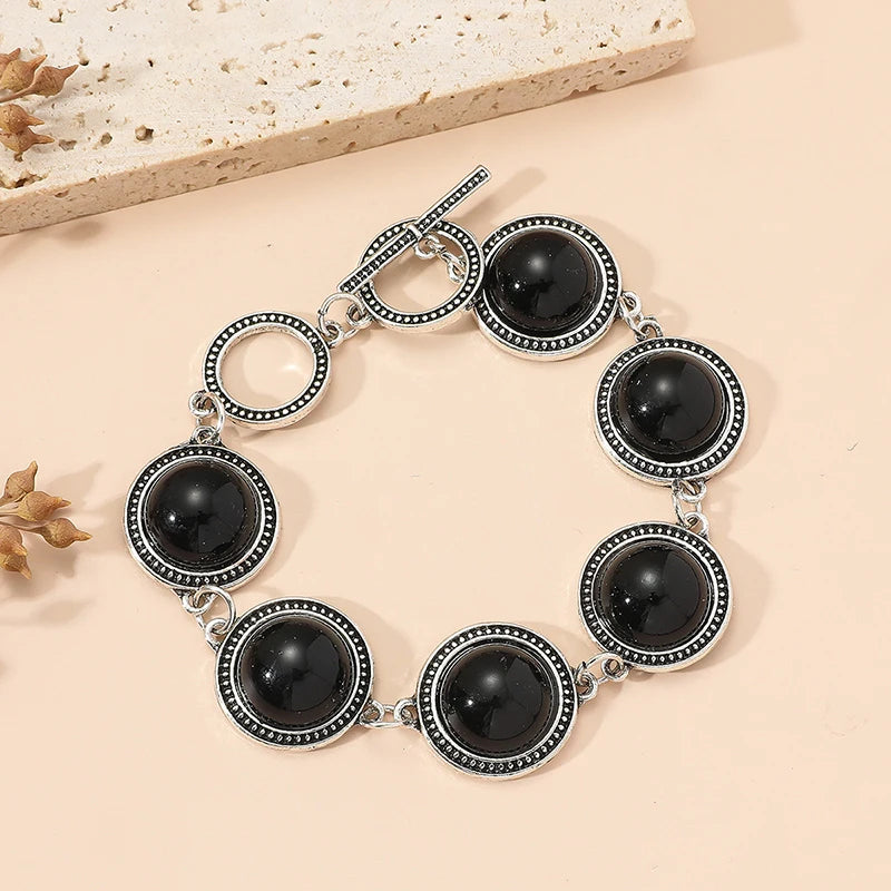 Fashion Boho Vintage Round Pearl Bracelets Bangles For Women Blue Red Black Bead Vintage Bohemian Adjustable Bracelet Jewelry