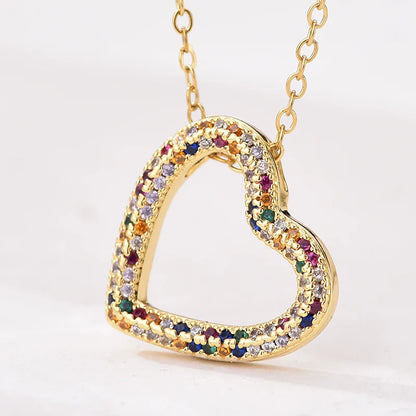 Fashion Classic Heart Zincon Pendant Necklace For Women Stainless Steel Chain Vintage Choker Necklace Female Daily Jewelry Gift