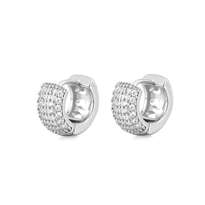 Luxury AAAA Zirconia Round Huggie Hoop Earrings For Women Geometric Ear Buckle Wedding Engagement Party Trendy Classic Jewelry