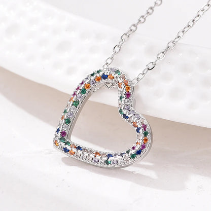 Fashion Classic Heart Zincon Pendant Necklace For Women Stainless Steel Chain Vintage Choker Necklace Female Daily Jewelry Gift